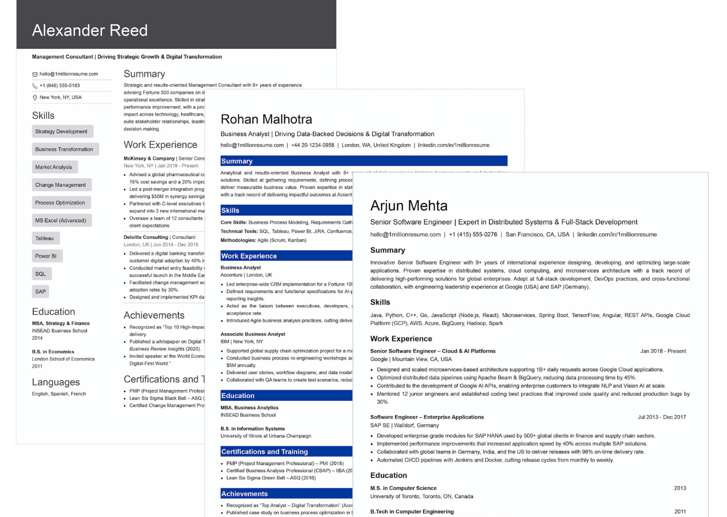 free resume builder step 2 - choose one of 3 free ats resume templates