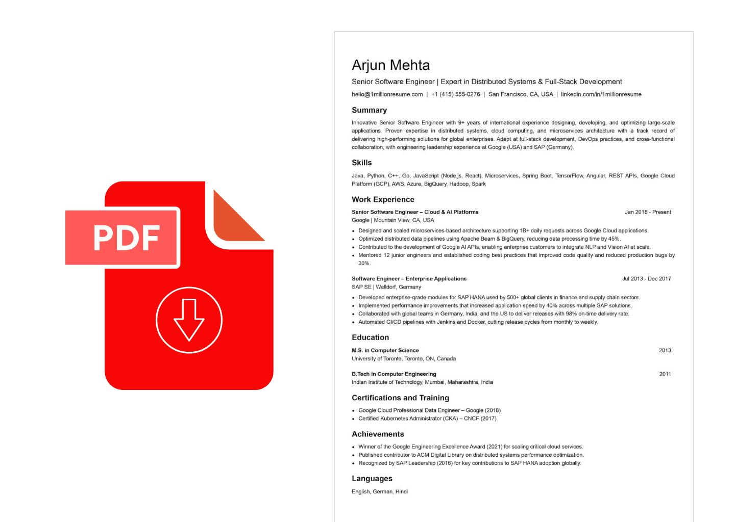 free resume builder step 4 - download resume pdf