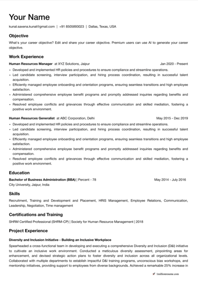 Free Resume Template