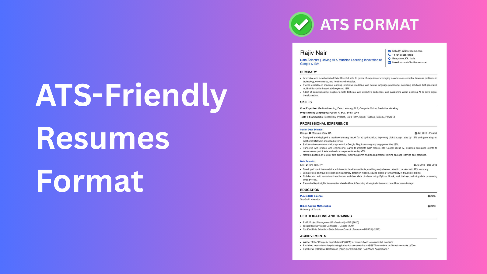 This image is showing us about ATS Friendly resumes format
