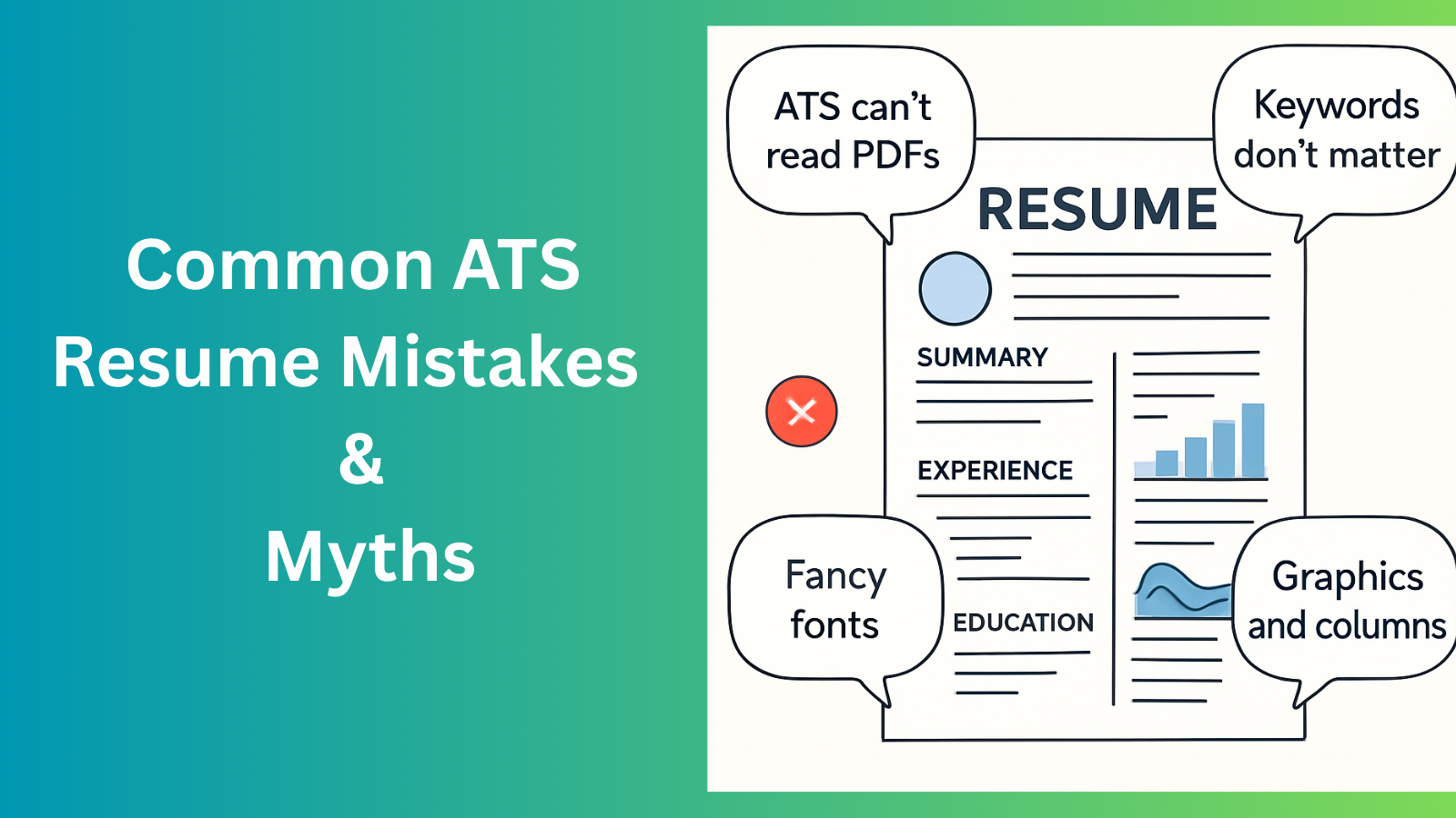 This image is showing about common ATS resume mistakes and myths