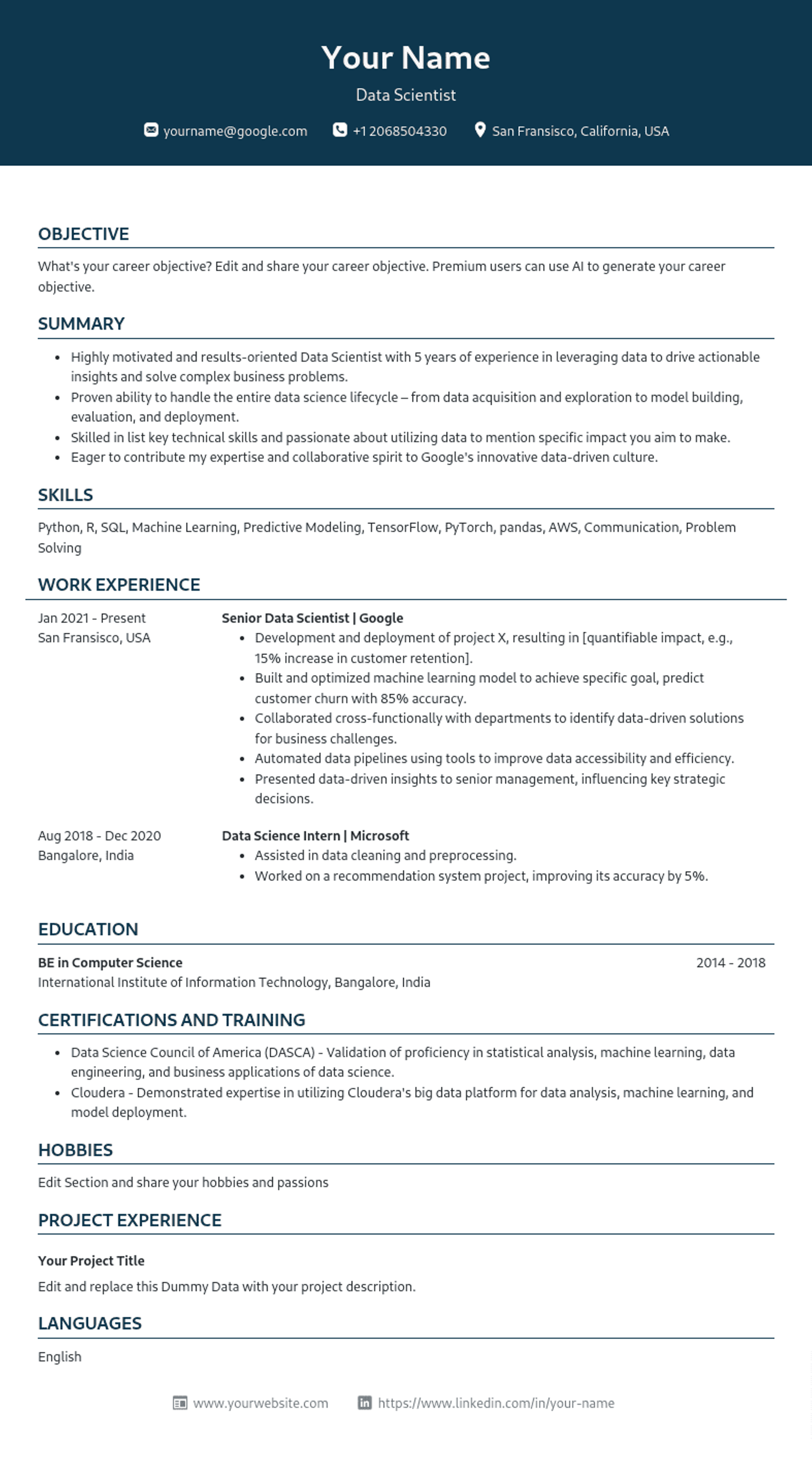 Glacier Chill Resume Template