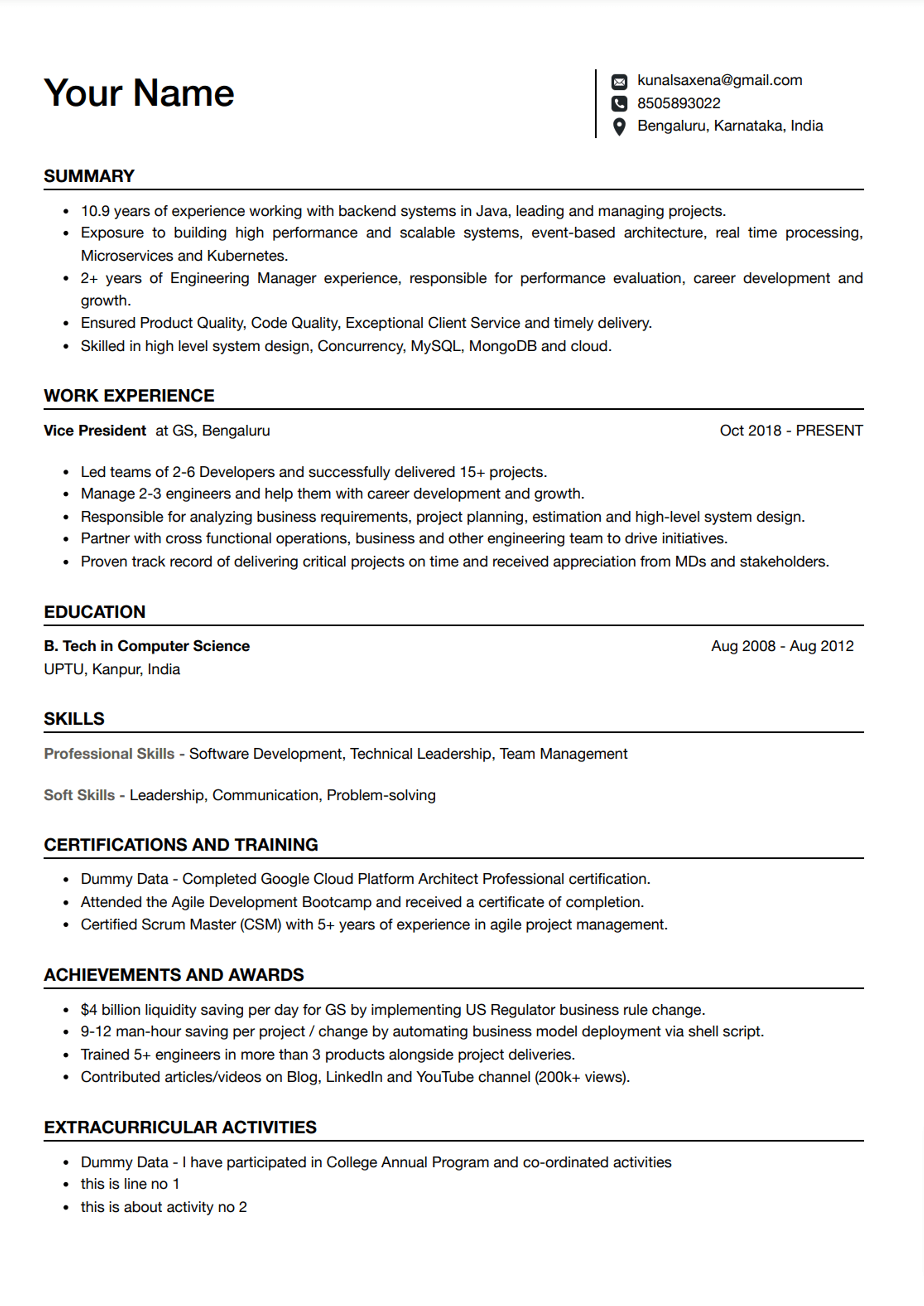 Sahara Contrast Resume Template