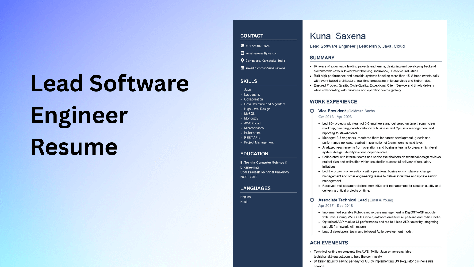 lead software engineer resume example and guide