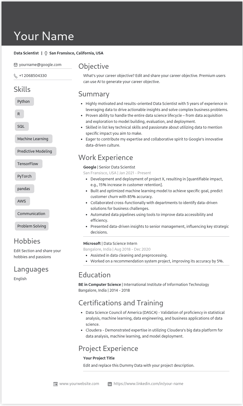 Resume Template Preview